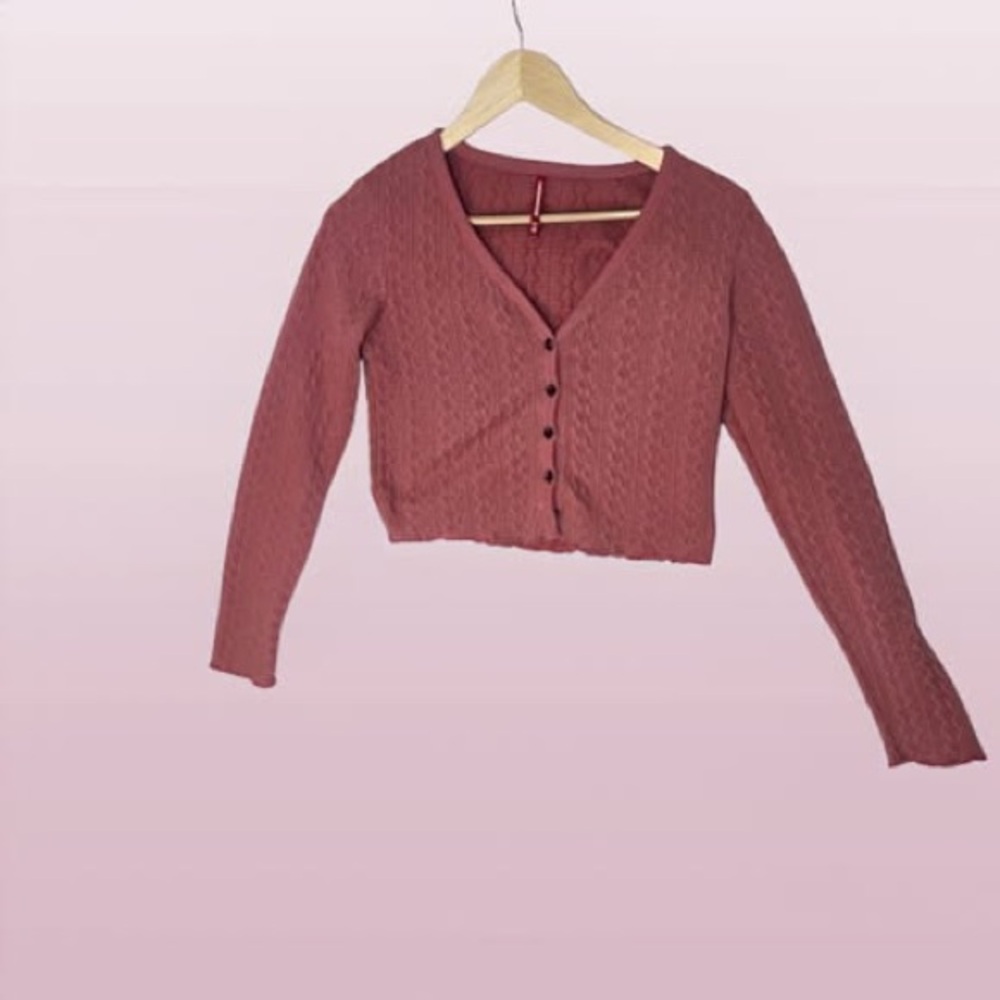 Women's Button-Up Sweater - Rose Pink